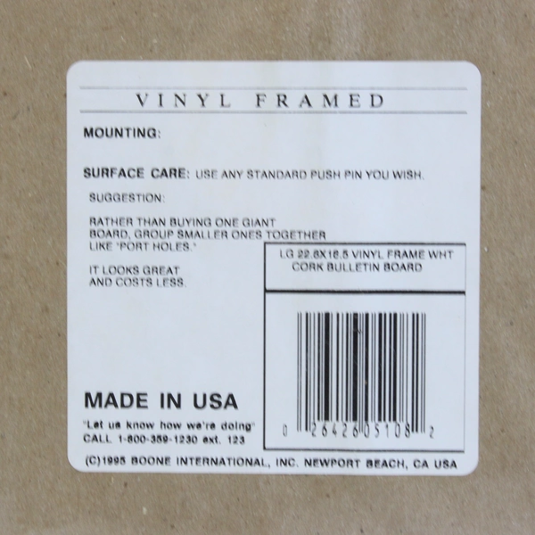 Boone Cork Bulletin Boards 16.7" x 22.5" White Plastic Frame Rectangle