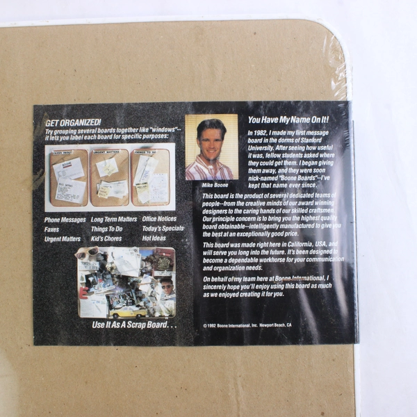 Boone Cork Bulletin Boards 16.7" x 22.5" White Plastic Frame Rectangle