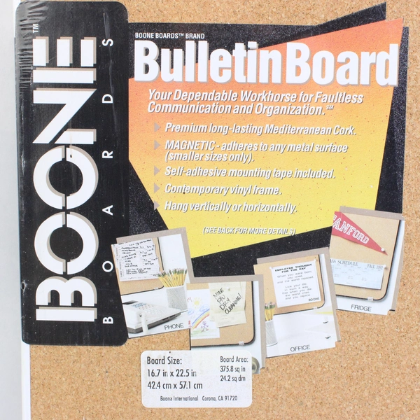 Boone Cork Bulletin Boards 16.7" x 22.5" White Plastic Frame Rectangle