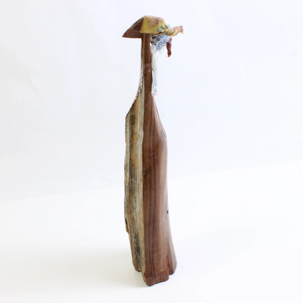 Figurine/Statue 3 Women's' Heads Carved Sandlewood African Decoration 8" Tall