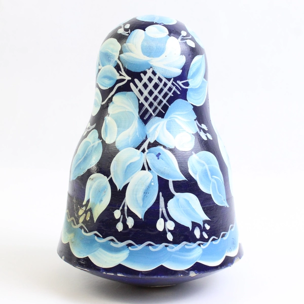 Handmade In Russia Musical Roly Poly Wooden Doll Blues 5"