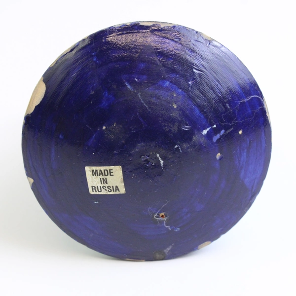 Handmade In Russia Musical Roly Poly Wooden Doll Blues 5"