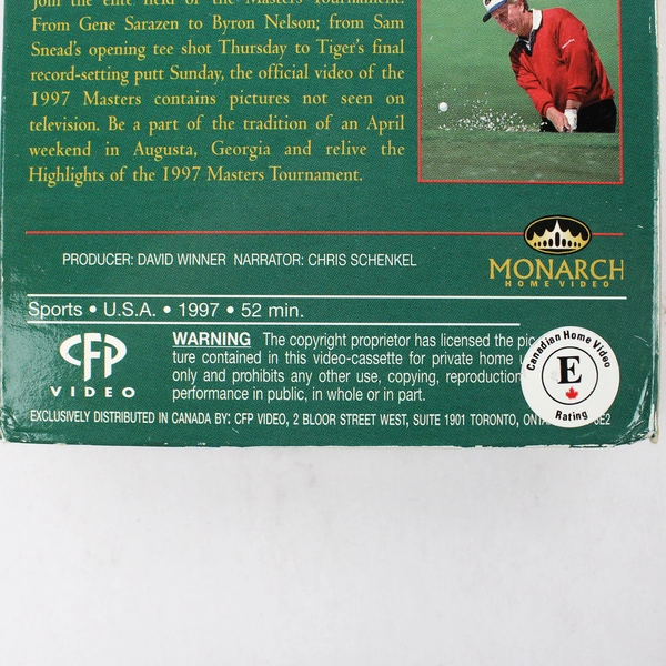 The 1997 Masters Augusta PGA Tournament Golf Highlights VHS Tiger Woods