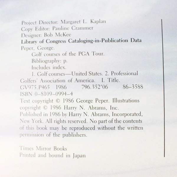 Golf Courses of the PGA Tour Updated Edition by George Peper 1988 Hardcover