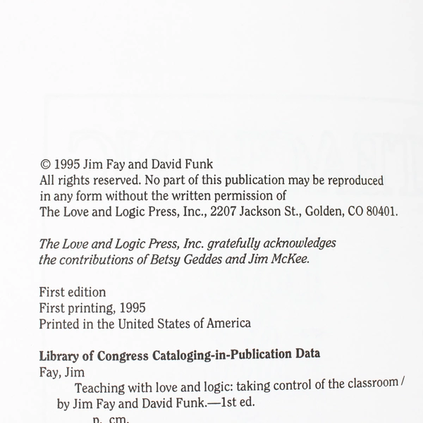 Teaching with Love and Logic: Taking Control of the Classroom