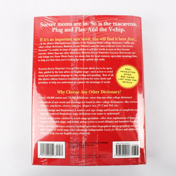 Random House Webster's College Dictionary 2nd Edition Sealed New Reference Book