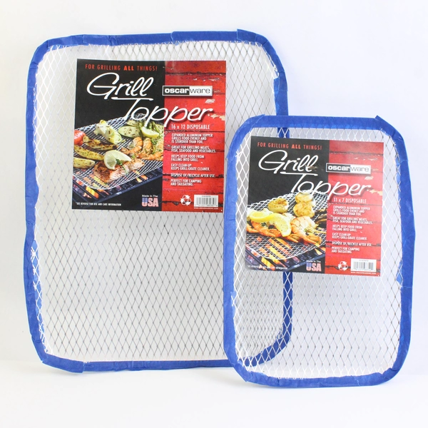 Lot Of 2 Oscarware Disposable Grill Toppers Metal 16" x 12" & 11" x 7"