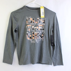 Runway Own The Win Gray Long-Sleeve Athletic T-Shirt Boys' Medium 8-10 NWT