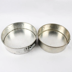 Lot Of 2 Unbranded Round Metal Cake Pan/Mold Removable Bottoms 9"/10" Dia x 3"