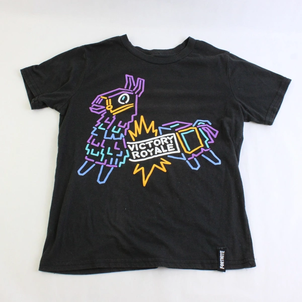 Fortnite Supply Llama Black Graphic T-Shirt Boys' Size Medium