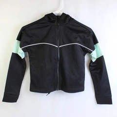 Tek Gear Black and Mint Green Athletic Zip-Up Hoodie Boys' Medium 8
