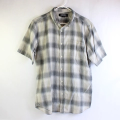 Ezekiel Beige and Gray Plaid Short-Sleeved Button-Down Shirt Men's Large