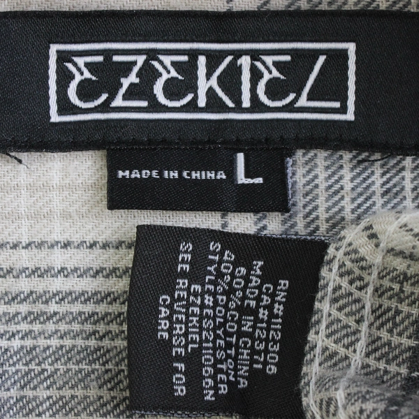 Ezekiel Beige and Gray Plaid Short-Sleeved Button-Down Shirt Men's Large