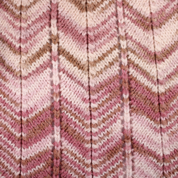 Handmade Pink and Brown Knit Throw Blanket with Fringe 47" x 85"
