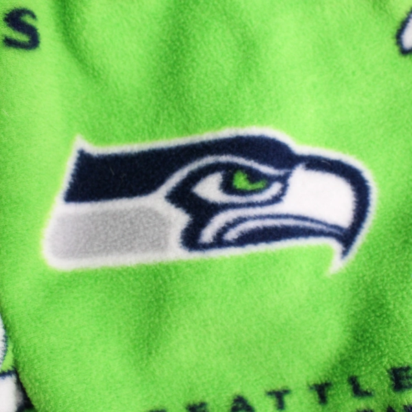 Handmade Seattle Seahawks Green & Blue Fleece Tie Blanket 53" x 100"