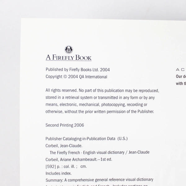 The Firefly French/English Visual Dictionary HC 2006