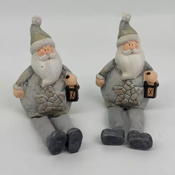 Set of 2 Christmas Santa Shelf Sitter Figurines