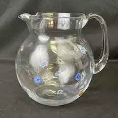 Vintage Hand Painted 1 Gallon Glass Pitcher With Flower Pattern