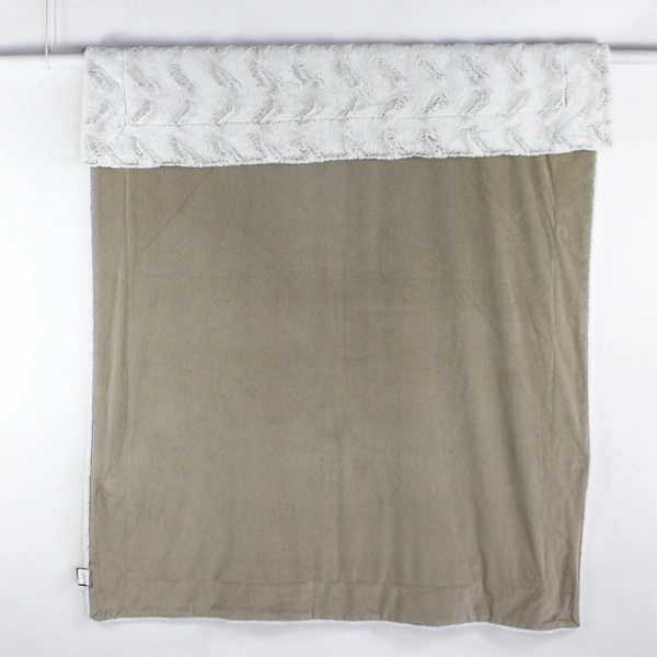Max Studio Home Throw Blanket Solid Beige/White Fuzzy 54" x 66"