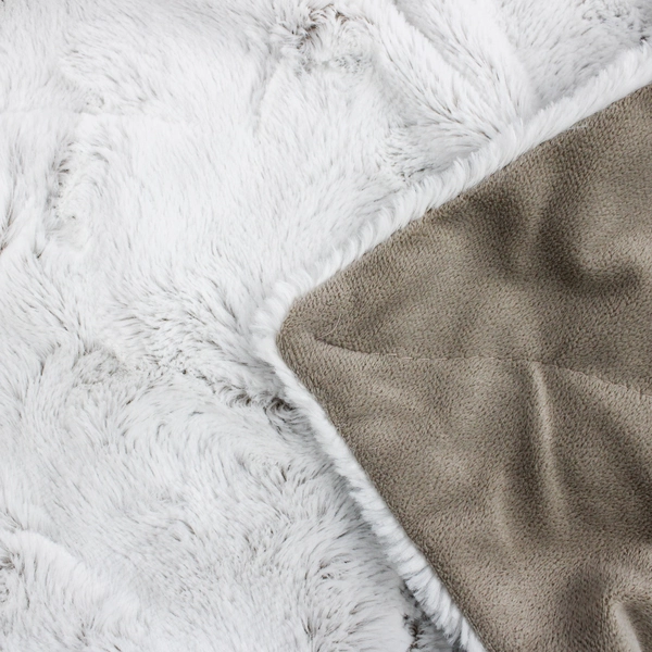 Max Studio Home Throw Blanket Solid Beige/White Fuzzy 54" x 66"