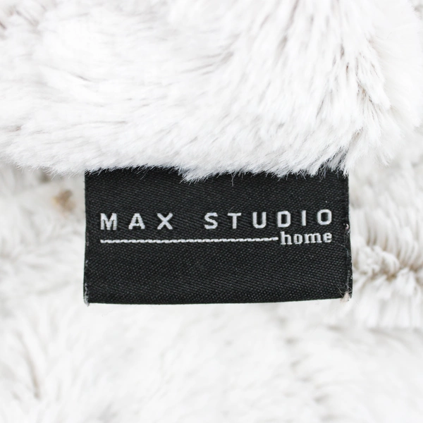 Max Studio Home Throw Blanket Solid Beige/White Fuzzy 54" x 66"