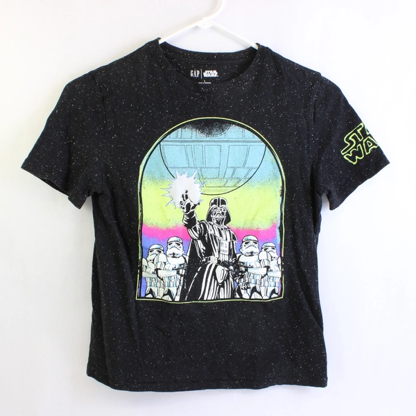 GAP Speckled Black Star Wars Graphic T-Shirt Youth Size Large