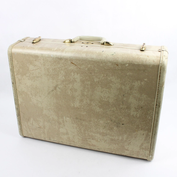Vtg Shwayder Bros Samsonite Hardshell Luggage Suitcase Off White Without Key