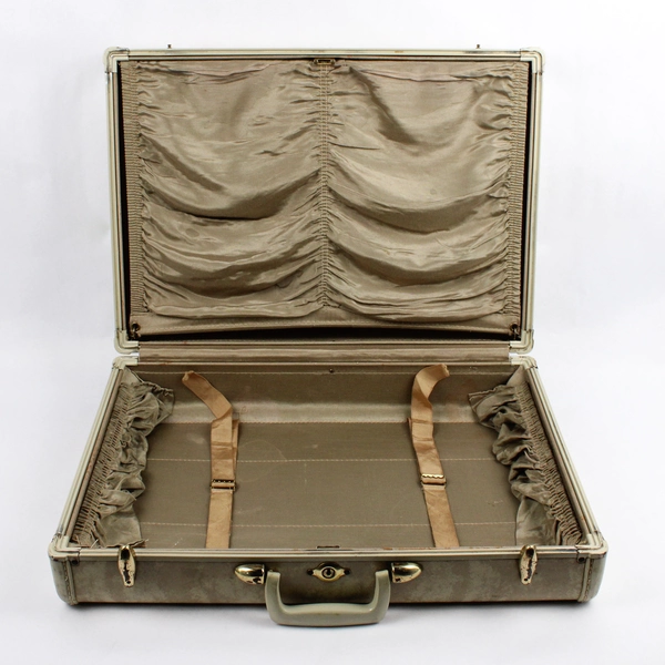 Vtg Shwayder Bros Samsonite Hardshell Luggage Suitcase Off White Without Key