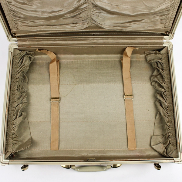 Vtg Shwayder Bros Samsonite Hardshell Luggage Suitcase Off White Without Key