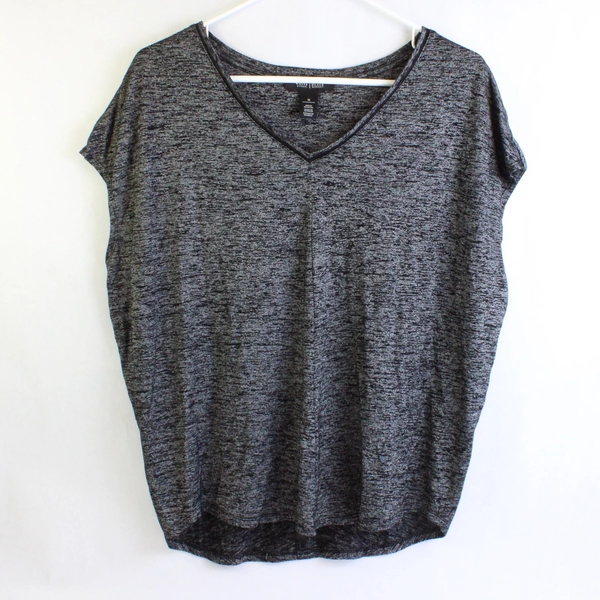 White House Black Market Gray and Black V-Neck Sleeveless Top Women's Medium