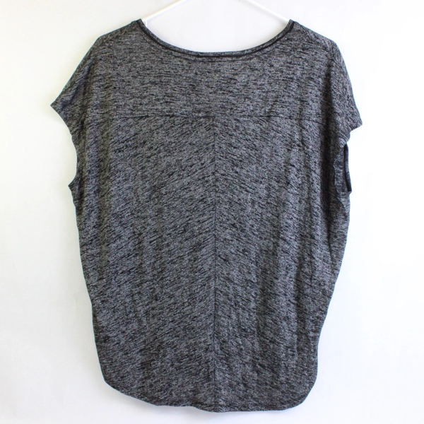 White House Black Market Gray and Black V-Neck Sleeveless Top Women's Medium