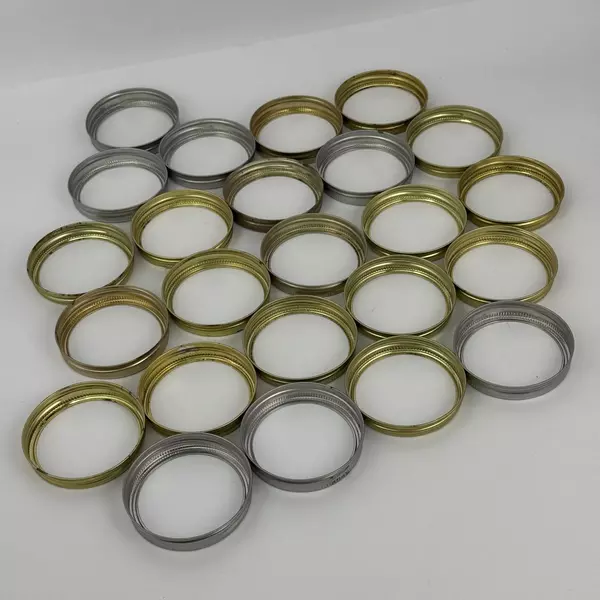 Lot of 24 Used Wide Mouth Canning Jar Rings Gold And Silver