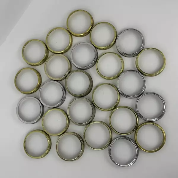 Lot of 24 Used Wide Mouth Canning Jar Rings Gold And Silver