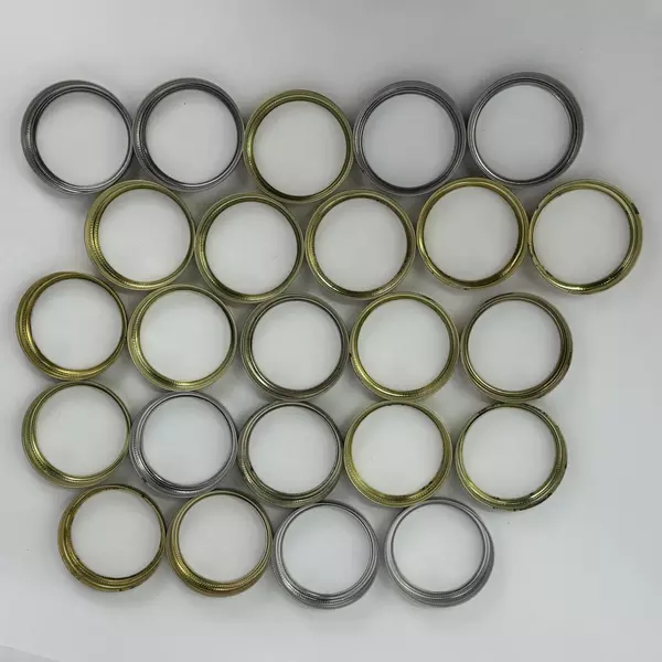 Lot of 24 Used Wide Mouth Canning Jar Rings Gold And Silver