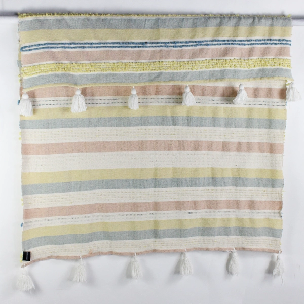 Max Studio Home Throw Blanket Multicolor Pastel W/ Tassels 27" x 33"