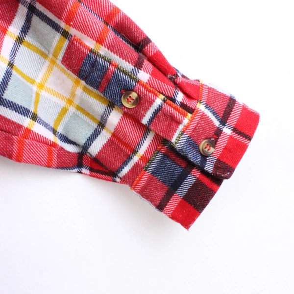 No Boundaries Red Yellow Blue Plaid Tie-Waist Button Up Juniors Large 11-13