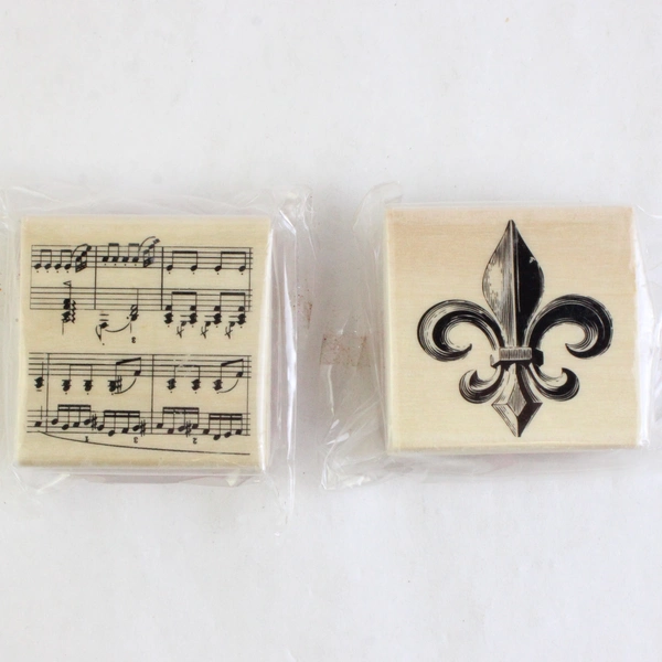 Lot of 2 Timeless Treasures Rubber Stamps For Scrapbooking Fleur De Lis & Music