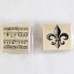 Lot of 2 Timeless Treasures Rubber Stamps For Scrapbooking Fleur De Lis & Music