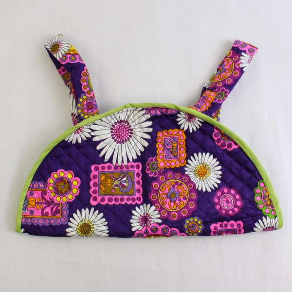 Green and Purple Floral Quilted Pie Casserole Carrier 15"