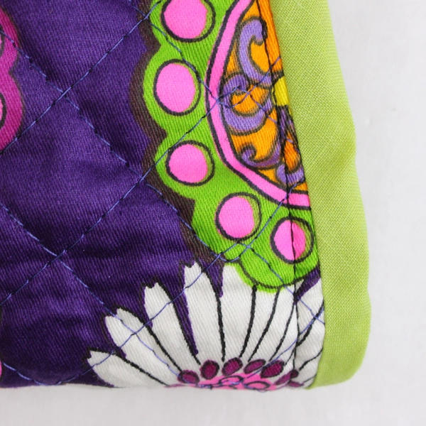 Green and Purple Floral Quilted Pie Casserole Carrier 15"