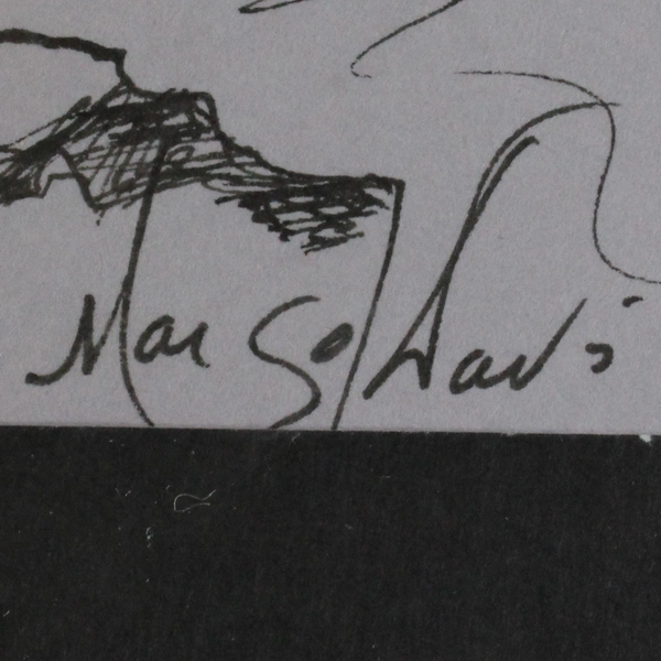 Framed 4 x 6 Pen and Ink Shoreline Drawing Signed 