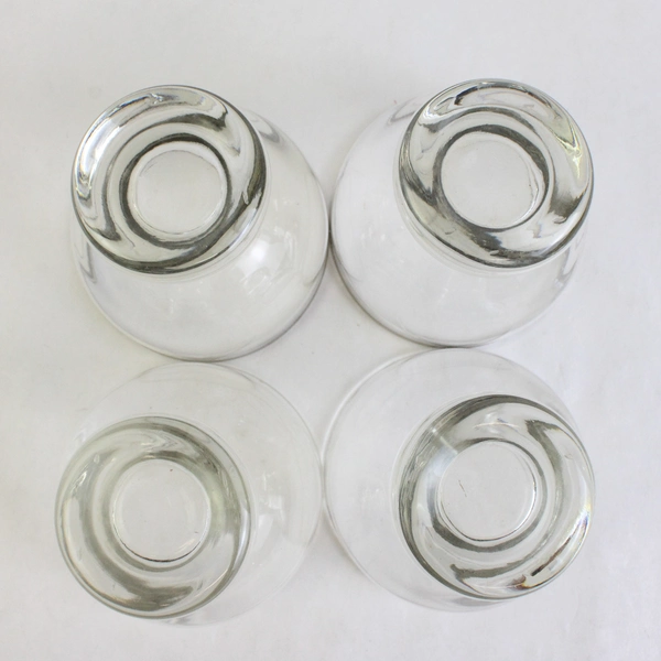 Set of 4 Vintage Mini Cocktail Shot Glasses Clear & Silver Rim 3" Tall