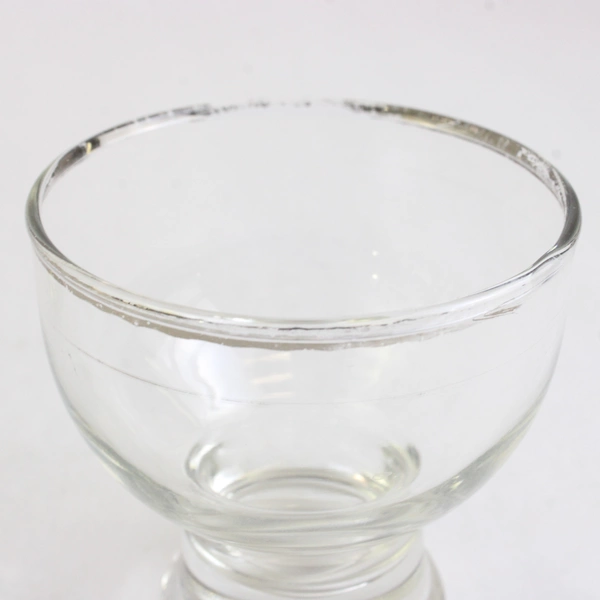 Set of 4 Vintage Mini Cocktail Shot Glasses Clear & Silver Rim 3" Tall