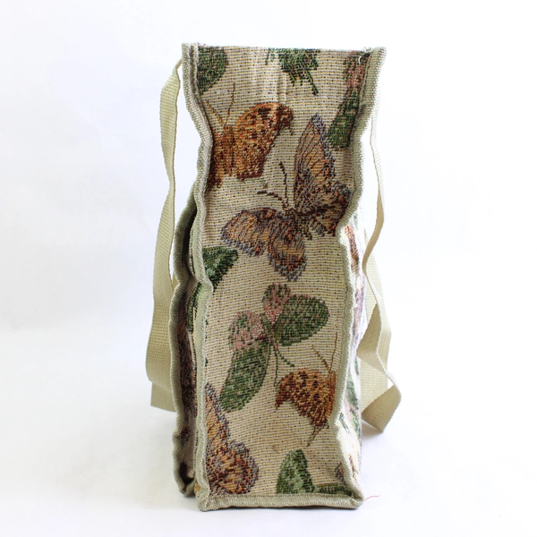 Beige Butterfly Tapestry Tote Bag Hook and Loop Closure