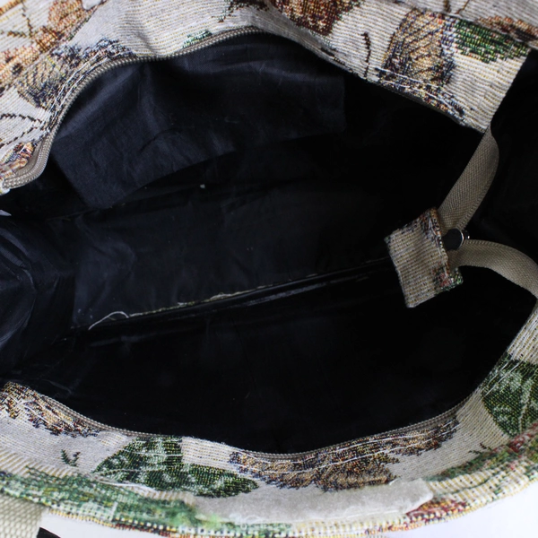 Beige Butterfly Tapestry Tote Bag Hook and Loop Closure