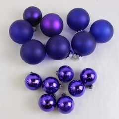 Lot of 15 Purple Glass Bauble Christmas Tree Ornaments Varied Sizes