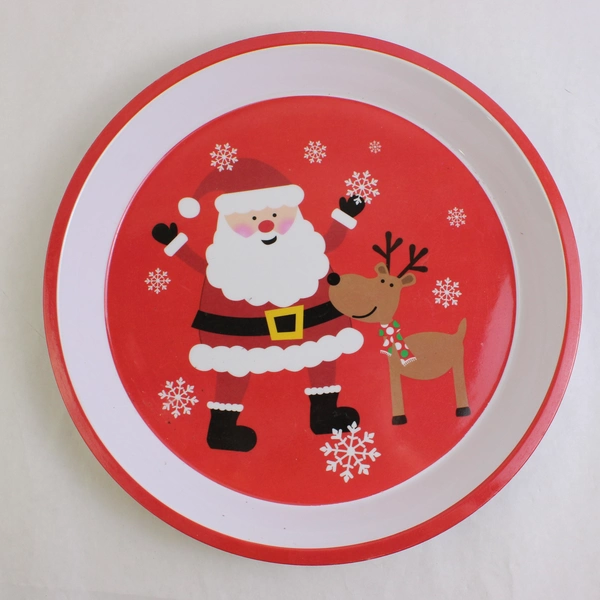 Four Star Round Tray Santa Claus Christmas Melamine Plastic 2012