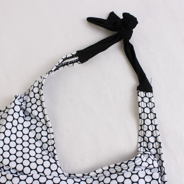 2 Piece Black and White Polka Dot Tankini Set Women's Large