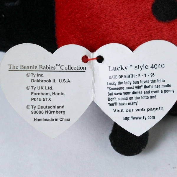 TY Beanie Baby Lucky 1995 Ladybug With Tag Error 1993 Plush Toy Style 4040