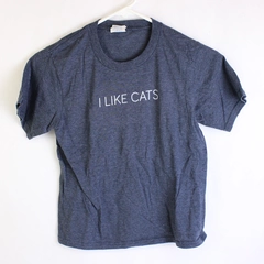 Port & Company I Like Cats Blue T-Shirt Youth Size Small